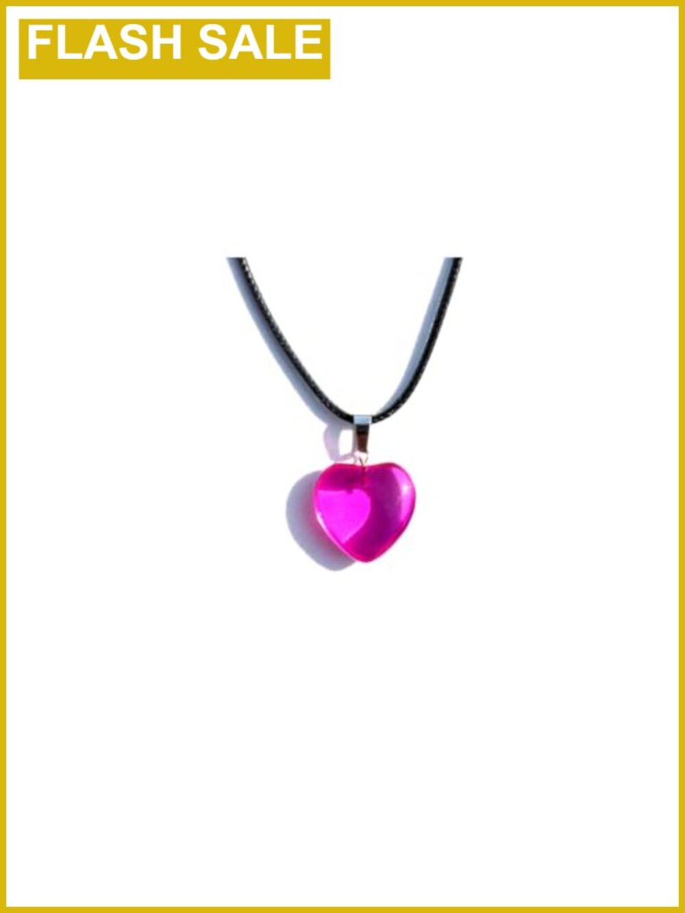 Y2K Big Heart Pendant Necklace Chunky Puffy Adjustable Alloy Stainless Steel